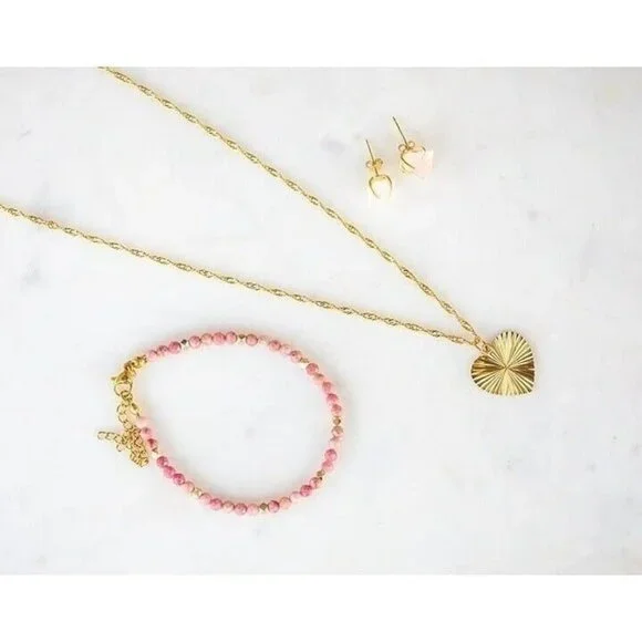 Pink Rose Quartz Earrings Pink Studs Pretty Gemstone Stud Earrings for Her - Picture 7 of 10